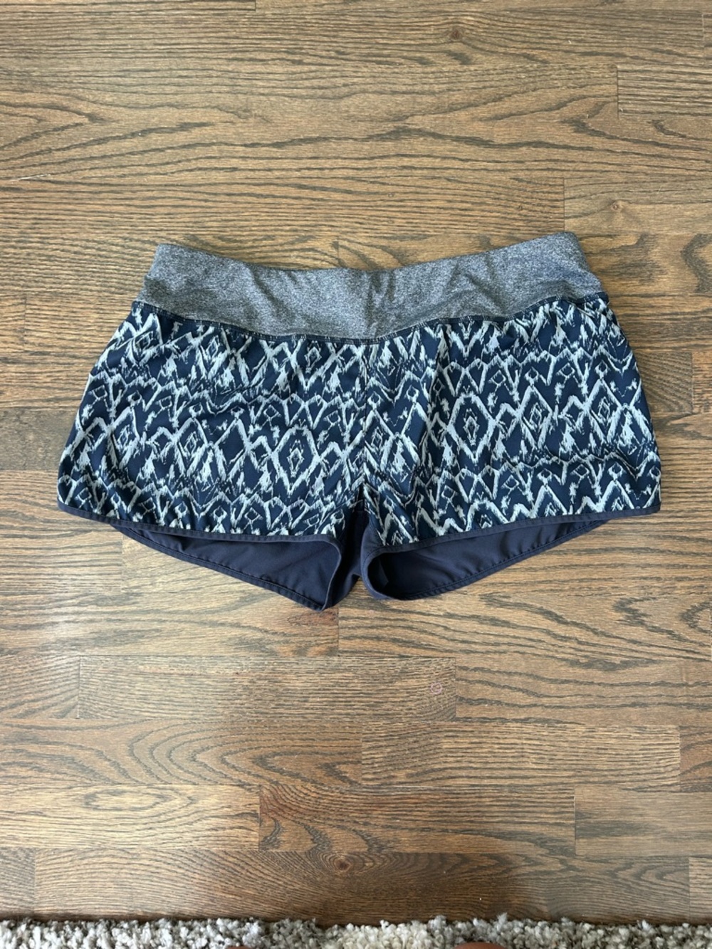 MPG Navy Ikat Pattern Athletic Shorts with Gray Waistband